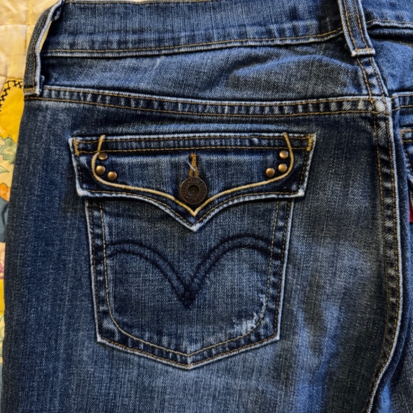 Women's Levis 515 Boot Cut Jeans Blue Mid Rise Dark Wash Cotton Blend Size 6 - Picture 5 of 14